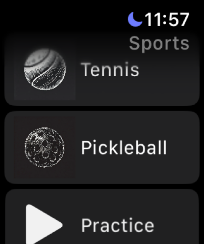 SporTrax main screen on Apple Watch