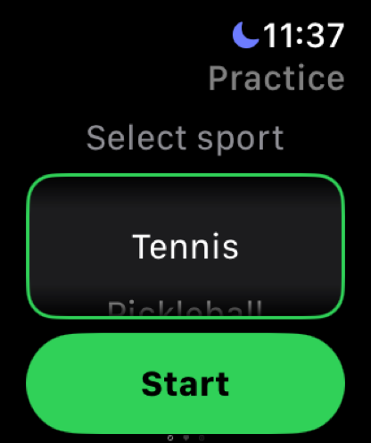 Select sport for practice on Apple Watch