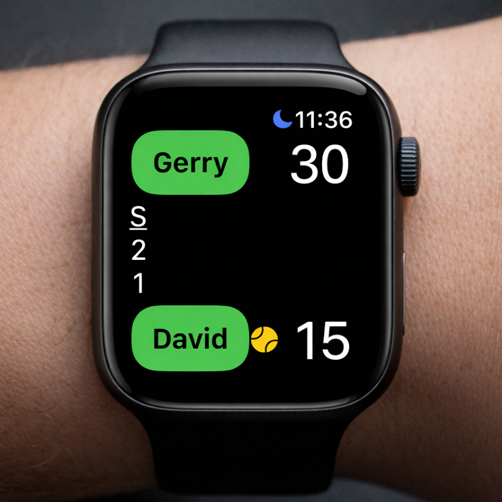 Tennis match score on Apple Watch